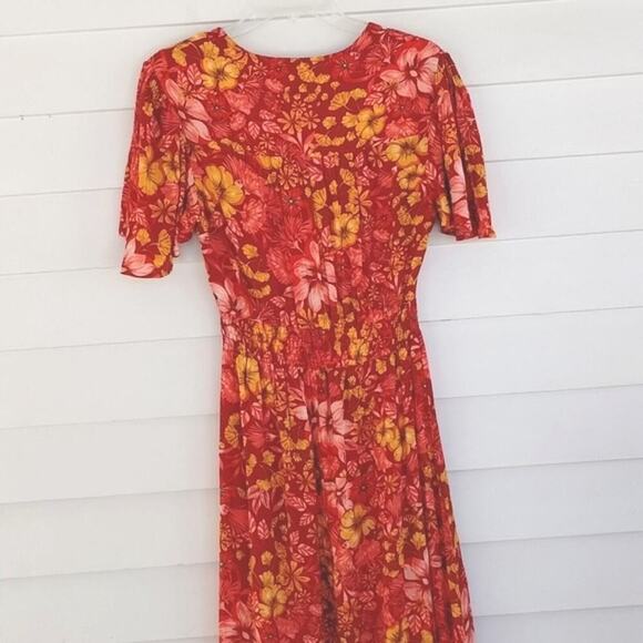 Anthropologie Abel The Label Maple Summer Red Floral Bohemian Maxi Dress XS - Picture 7 of 11